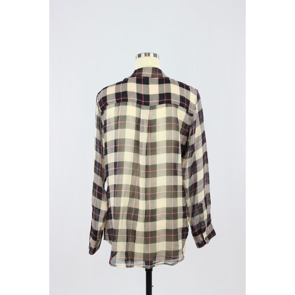 EQUIPMENT Slim Signature Plaid Check 100% Silk Chiffon Button Up Shirt, Size S - Picture 3 of 15
